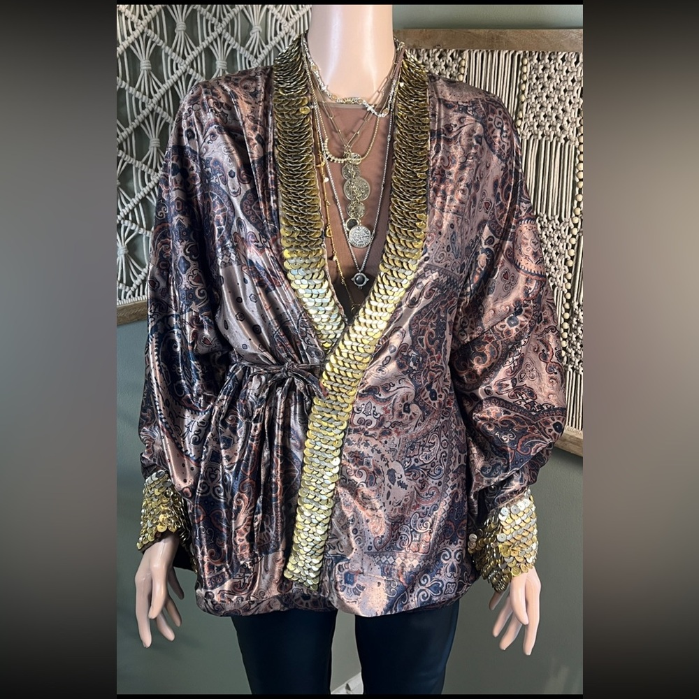 NWT Free People Layla Embellished Kimono Jacket SMALL - Picture 7 of 16
